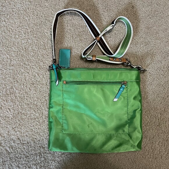 Coach Swingpack, Green Satin - Picture 2 of 11